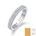 Elegant S925 sterling silver double row moissanite ring with certified GRA document - US Size 9 / 1.0mm Double Row Moissanite (R13654) (With GRA Certificate)