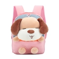 Zaino rosa per bambini con cane di peluche 3D morbido e spallacci in rete traspirante - Rosa