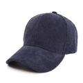 Classic navy blue corduroy baseball cap shown from a 45-degree angle on white background - 55-60cm (Adjustable) / Navy Blue