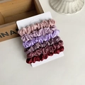 6-piece set of matte satin scrunchies in gradient pink and purple tones on display card - Gradient Purple Red