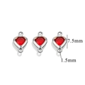 Three red heart-shaped crystal charms with silver metal frames for DIY jewelry making - 2-Hole-Red / Steel
