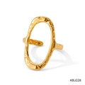 Macro detail of irregular hollow gold ring featuring organic lava texture and open design - Gold (KBJ228)