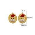 18K gold plated stainless steel Santa Claus pendant charms for DIY jewelry 16x14mm - Oval Santa