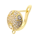 Detalle de pendientes de cobre bañados en oro con circonitas micro-pave y aro conector - Dorado Pavé Bola (Estilo 29)