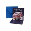3D Christmas pop-up card set featuring a snowy house scene with blue envelope - Dark Blue Cabin (H1-04)