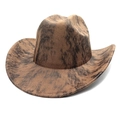 Dettaglio del cappello da cowboy in velluto a coste marrone con effetto marmorizzato - M(56-58cm) / Cachi