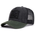 Cappello trucker vintage bicolore con retro in rete e toppa in gomma retrò per uomo e donna - Regolabile / Nero