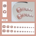 Pink cat eye press-on toenails with white heart patterns and gold trim detailing - Sweet Heart Cat Eye Style (F135)