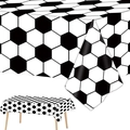 Nappe jetable en plastique avec motifs de football pour décoration de fête à thème - Motif Football Noir et Blanc (137*274cm)