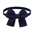 Navy blue tweed texture pet bow tie collar accessory with stylish woven fabric design - Dark Blue