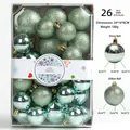 Mint green Christmas ball ornament set with 26 pieces in glossy and glitter finishes - Set of 26 / Light Green
