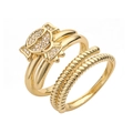 18K gold plated copper rings set featuring a sparkling candy charm and twisted rope band - Adjustable Open / Candy Design Set / Gold Girl