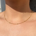 Minimalist gold snake chain necklace with small beads for women layering style - 0.9mm Fine Bead Chain