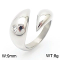 Anillo abierto de acero plateado de 9mm para hombre con delfín y piedra de circón - US 9 / Color Acero