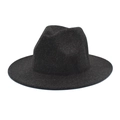 Detailed macro view of dark grey wool felt texture on a classic fedora hat brim - M (56-58cm) / Black