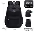 Large black casual backpack with USB charging port and luggage strap for travel - Large Upgraded (With USB Port/Trolley Strap) / Black