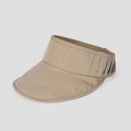 Detail view of khaki foldable sun visor showing fabric texture and ruched back design - M (56-58cm) / Khaki