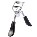 Silver metal eyelash curler with black handles and comb-teeth design for precise styling - Silver Curler (No Packaging)