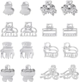 Polished silver metal hair claw clips set with butterfly and heart shapes for women - Silver 16Pcs Set