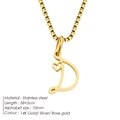 Elegant 14K gold plated stainless steel box chain necklace with heart letter D pendant - Letter D / 38+5cm / Gold
