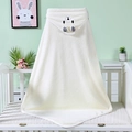 White coral fleece baby hooded bath towel featuring grey ears and cute animal embroidery - 80*80cm / White Bear