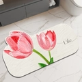 Absorbent floral bath mat with red tulips oil painting style and Life typography - Tulip - C Flower / 30*40cm [standard Diatomaceous Earth Wall]