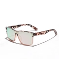 Pink leopard print square oversized sunglasses with colorful gradient lenses and metal trim - Floral Tortoise Pink Mirror