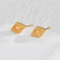 Elegant geometric gold rhombus stud earrings for women with textured metal finish - Small Rhombus Geometric Style (OLBE889-xiao)