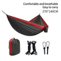 Ultralight nylon parachute hammock in red and black two-tone design, 270x140cm size - 270x140cm / Rope Style / Dark Gray/Red