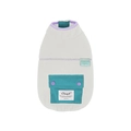 Cream fleece dog vest with teal pocket and purple trim for warm winter pet apparel - S / White