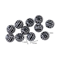 Detail of volleyball acrylic beads showing 3mm hole and 11.2x10.3mm dimensions - Black Volleyball