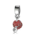 Vintage silver charm with red rhinestone sphere pendant for DIY jewelry making - 8-Pave Red Rhinestone Ball
