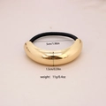 Golden metal bow hair tie with high-elastic black rubber band and 5cm measurement detail - #11-Curved Slim Bar
