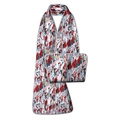 Bavoir adulte imperméable avec imprimé abstrait multicolore et sa pochette de rangement - Rouge Gris Blanc Abstrait