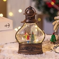 Vintage bronze Christmas lantern with LED Santa scene and warm glowing lights - Bronze Bottle Christmas Tree Child