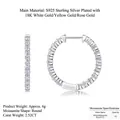 Classic S925 silver double row moissanite hoop earrings with 2.52CT round cut stones - Silver/E13390