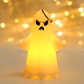 Ghost LED pumpkin lantern with warm yellow light and hanging ring for Halloween decor - Style C-Angry