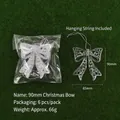 Transparent Christmas bow ornament with engraved texture 90x85mm set of 6 pack - Christmas Bow / 90mm