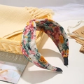 Floral print fabric headband with a stylish twist knot design for women's hair accessories - Orange Small Floral (FK-B180)