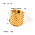 Breiter Ring aus 18k vergoldetem Edelstahl mit geprägtem Fischschuppen-Texturmuster - JDR2311015-7 / Breiter Ring mit Schuppentextur (JDR2311015-7) / Größe 7 (ID 1,77 cm) / Gold
