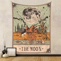 Arazzo tarocchi luna in stile dipinto a mano appeso su una moderna parete in cemento - Stile della Luna (GT221014)
