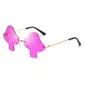 Stylish mushroom-shaped sunglasses with pink spotted lenses and a gold metal frame - Dark Purple