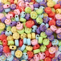 Colorful acrylic letter beads with golden smiley face for DIY children's jewelry making - 4x7mm Light Colored Gold Smiley Face (100pcs)