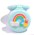 Portable light blue folding round mirror brush with cute 3D rainbow and star design - Green Foldable Comb-Rainbow