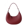 Minimalist deep red half-moon handbag in matte faux leather with sleek shoulder strap - Red