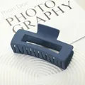 Matte dark blue square geometric hair claw clip for thick hair with a modern finish - Dark Blue