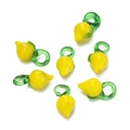 Handmade lemon fruit shape pendant charms in yellow and green for DIY jewelry making - Glass Pendant-Lemon