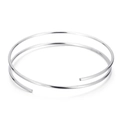 Anillo abierto de doble espiral en acero inoxidable plateado para joyería minimalista - Brazalete de Espiral de Doble Capa (KLJ5729-Z) / Color Acero (KLJ5729-Z)