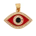 Gold plated evil eye pendant charm with red enamel and pavé zircon crystals - Red Black Enamel CZ M916884-Red