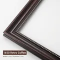 Detail view of coffee brown vintage frame with gold bead inlay, 5.1cm width and 3.1cm depth - New Retro Coffee / Empty Frame (20*20cm)